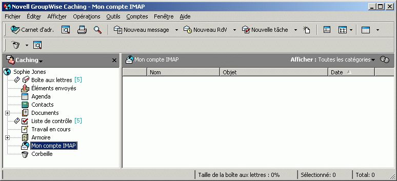 Fentre principale affichant un dossier IMAP4