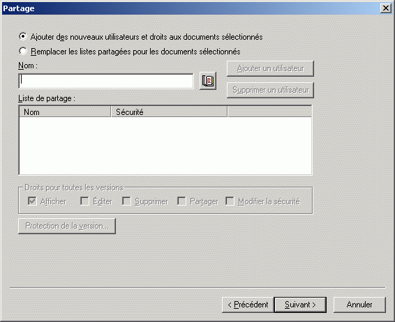Bote de dialogue Partage