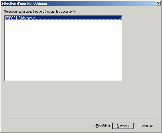 Bote de dialogue Slection d'une bibliothque