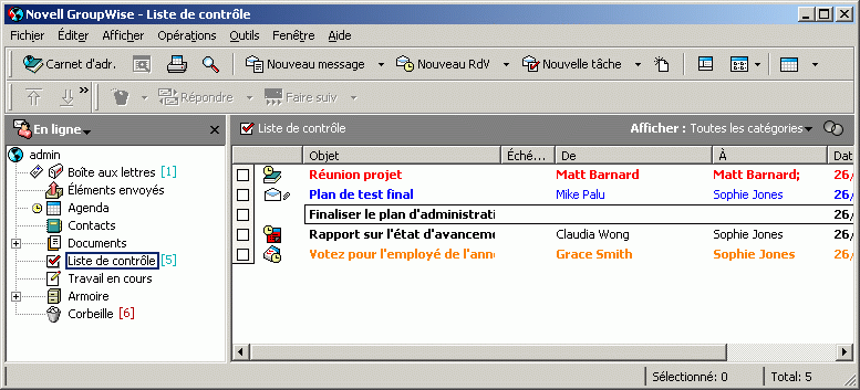 Bote aux lettres affichant la cration d'un nouvel lment de liste de contrle