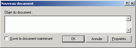 Bote de dialogue Nouveau document