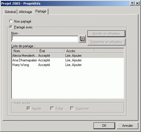 Bote de dialogue des proprits du dossier