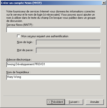 Bote de dialogue Crer un compte News (NNTP)