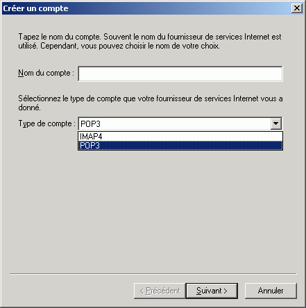 Bote de dialogue Crer un compte