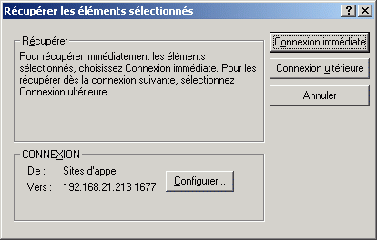 Bote de dialogue Plages disponibles en mode Remote