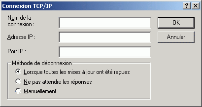 Bote de dialogue Connexion TCP/IP