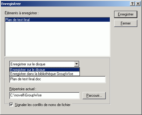 Bote de dialogue Enregistrer