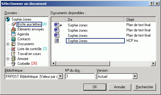 Bote de dialogue Slectionner un document