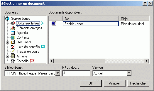 Bote de dialogue Slectionner un document