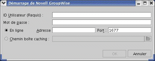 Boîte de dialogue de login au client GroupWise multiplate-forme