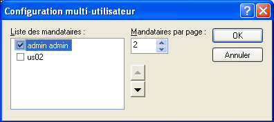 Boîte de dialogue Configuration multi-utilisateur