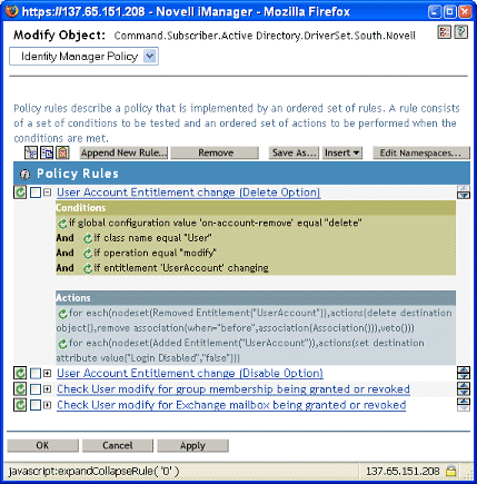 Description : affichage des règles des stratégies