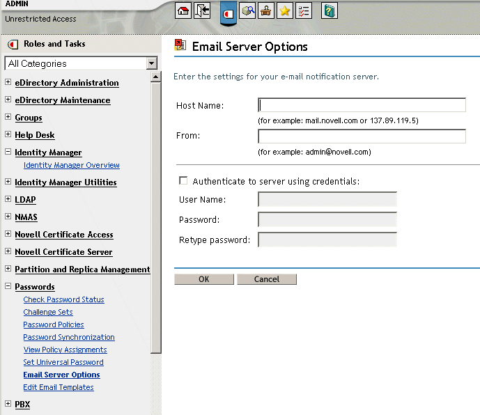 Description : configuration de l'interface du serveur SMTP