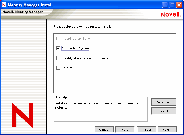 Description : boîte de dialogue Installation Identity Manager