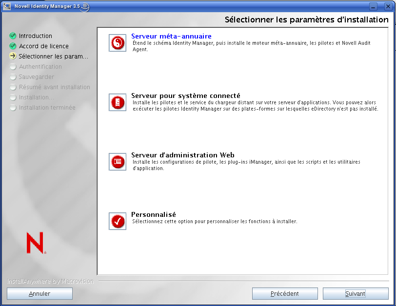 Choix d'un ensemble d'installation