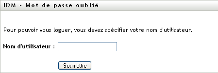 Boîte de dialogue Mot de passe oublié