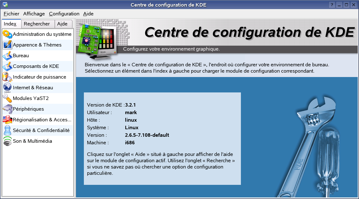 Comparaison du panneau de configuration de Windows et du centre de configuration de KDE