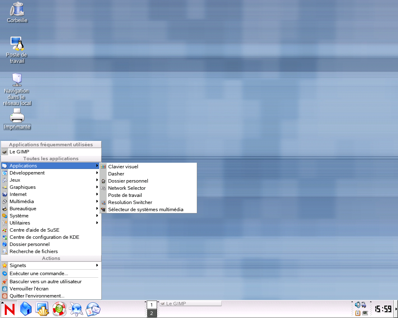 Menu Programmes de Novell Linux Desktop