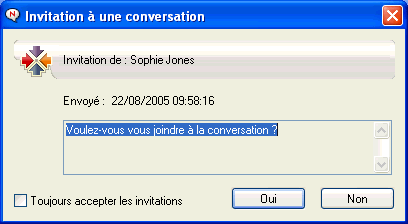 Message Invitation � une conversation