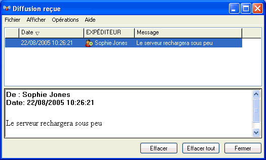 Fen�tre Diffusion re�ue