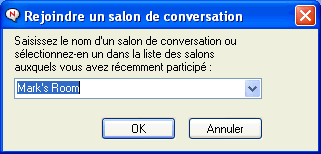 Bo�te de dialogue Rejoindre un salon de conversation