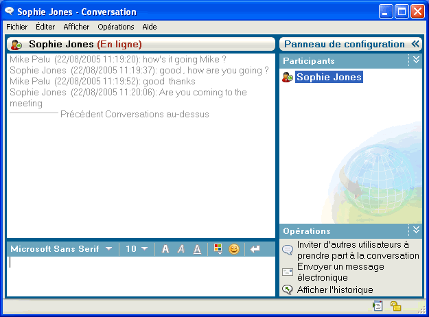 Historique personnel dans une fen�tre de conversation