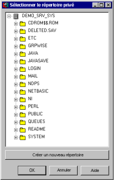 Bo�te de dialogue S�lectionner le r�pertoire priv�