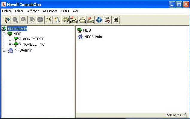 L'interface ConsoleOne.
