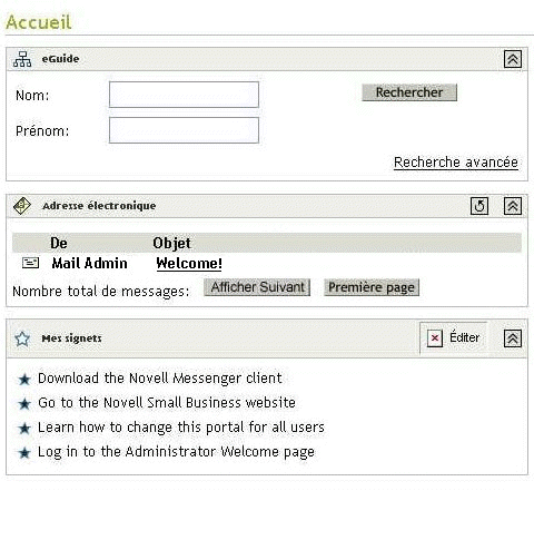 Page d'accueil de Virtual Office