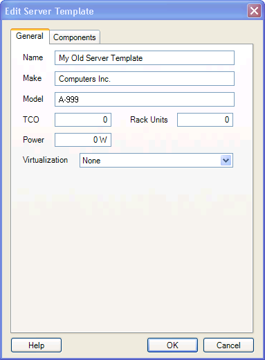 Edit Server Template dialog box