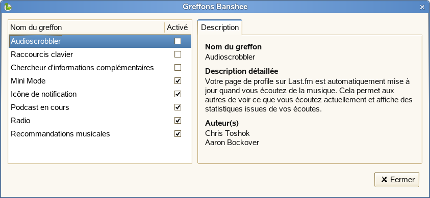 Page de présentation Audioscrobbler