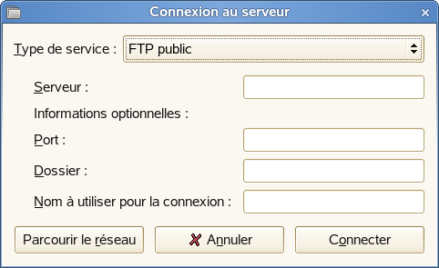Boîte de dialogue Connecter au serveur