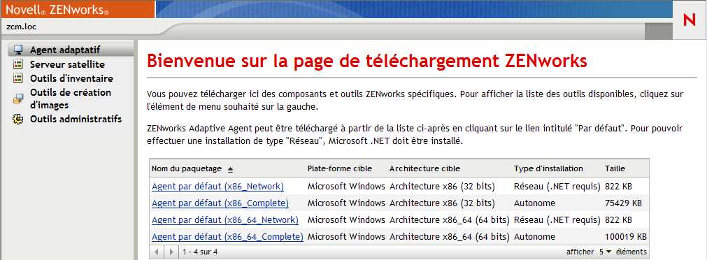 page Téléchargement de ZENworks