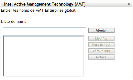 Panneau Intel Active Management Technology (AMT)