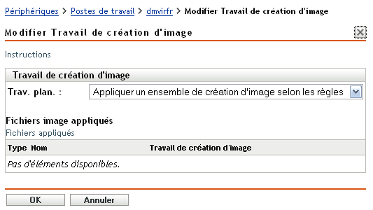 Assistant Modifier la tâche de création d'image - Appliquer un ensemble de création d'image selon les règles
