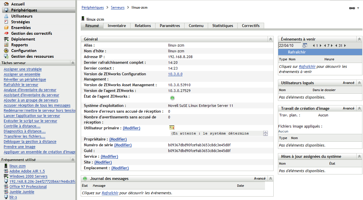 page Détails de périphériques