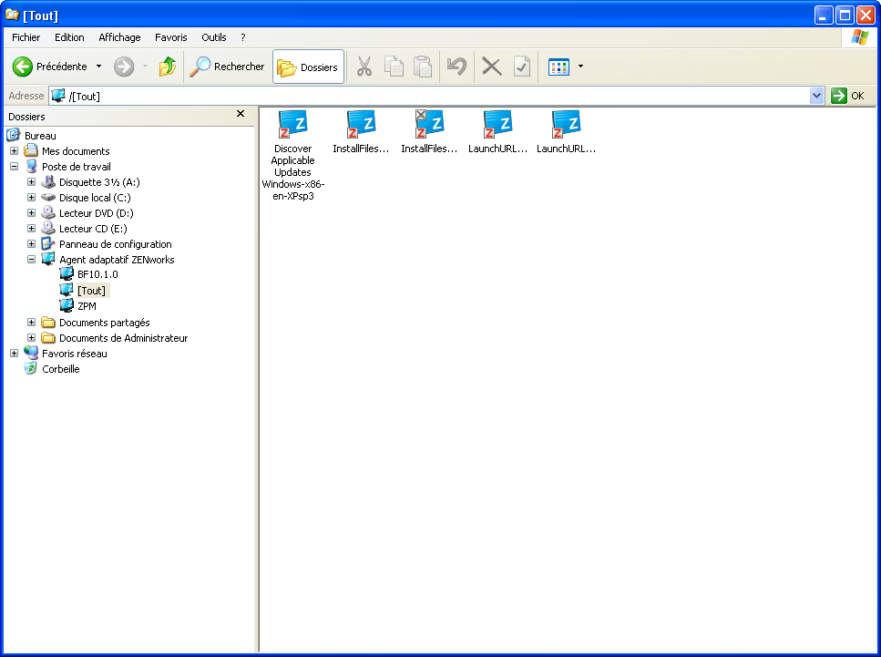 ZENworks Explorer - vue Explorateur Windows