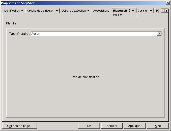 Objet Application > onglet Disponibilit > page Planifier