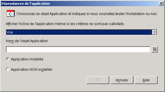 Bote de dialogue Dpendances de l'application