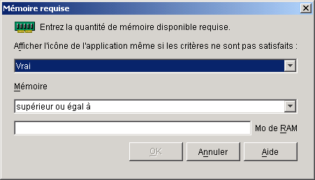 Bote de dialogue Mmoire requise