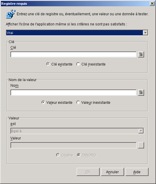 Bote de dialogue Registre requis