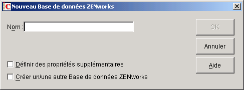 Bote de dialogue Nouvelle base de donnes ZENworks