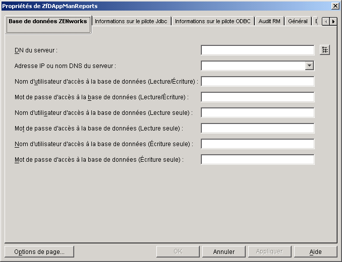 Page Base de donnes ZENworks