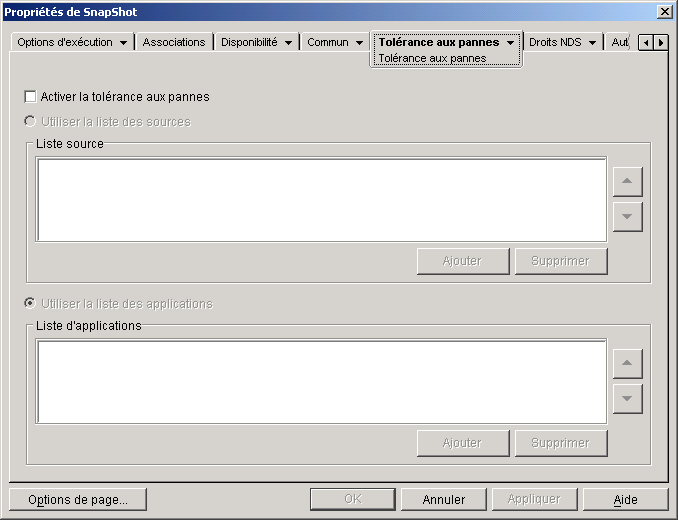Page Tolrance aux pannes d'un objet Application