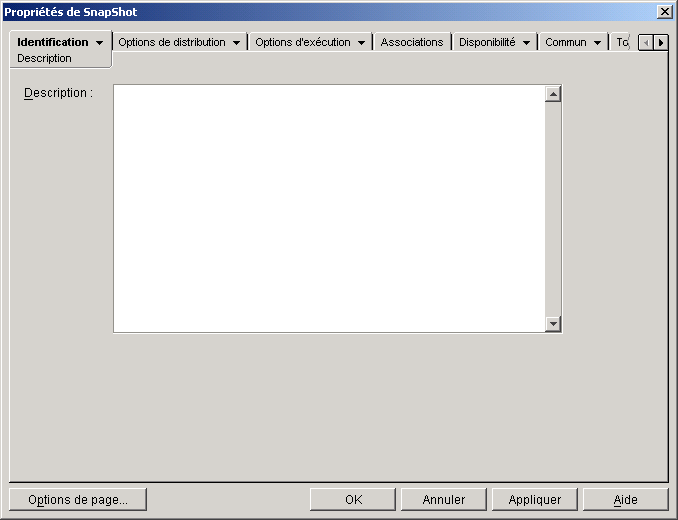Objet Application > onglet Identification > page Description 
