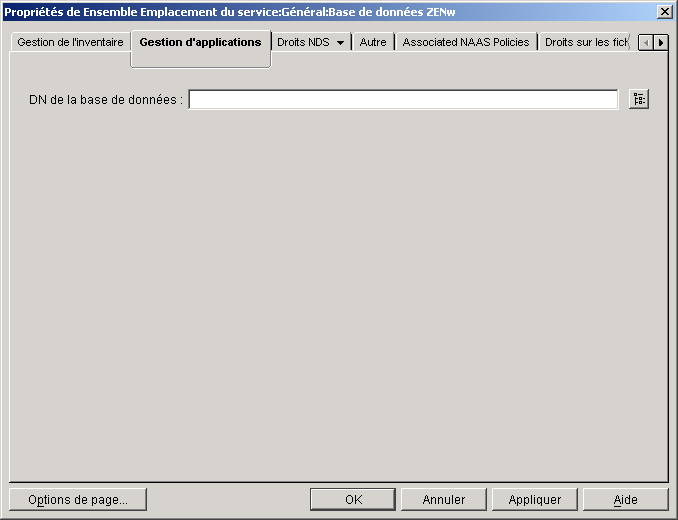 Page Base de donnes de la Gestion d'applications