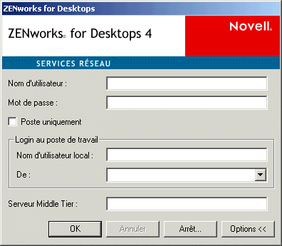 Bote de dialogue de login de l'agent de gestion ZfD