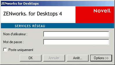 Bote de dialogue de login de l'agent de gestion ZfD