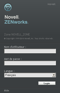 boîte de dialogue Login de ZENworks