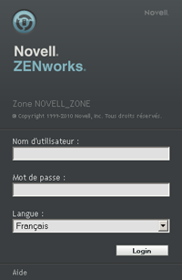 boîte de dialogue Connexion à ZENworks